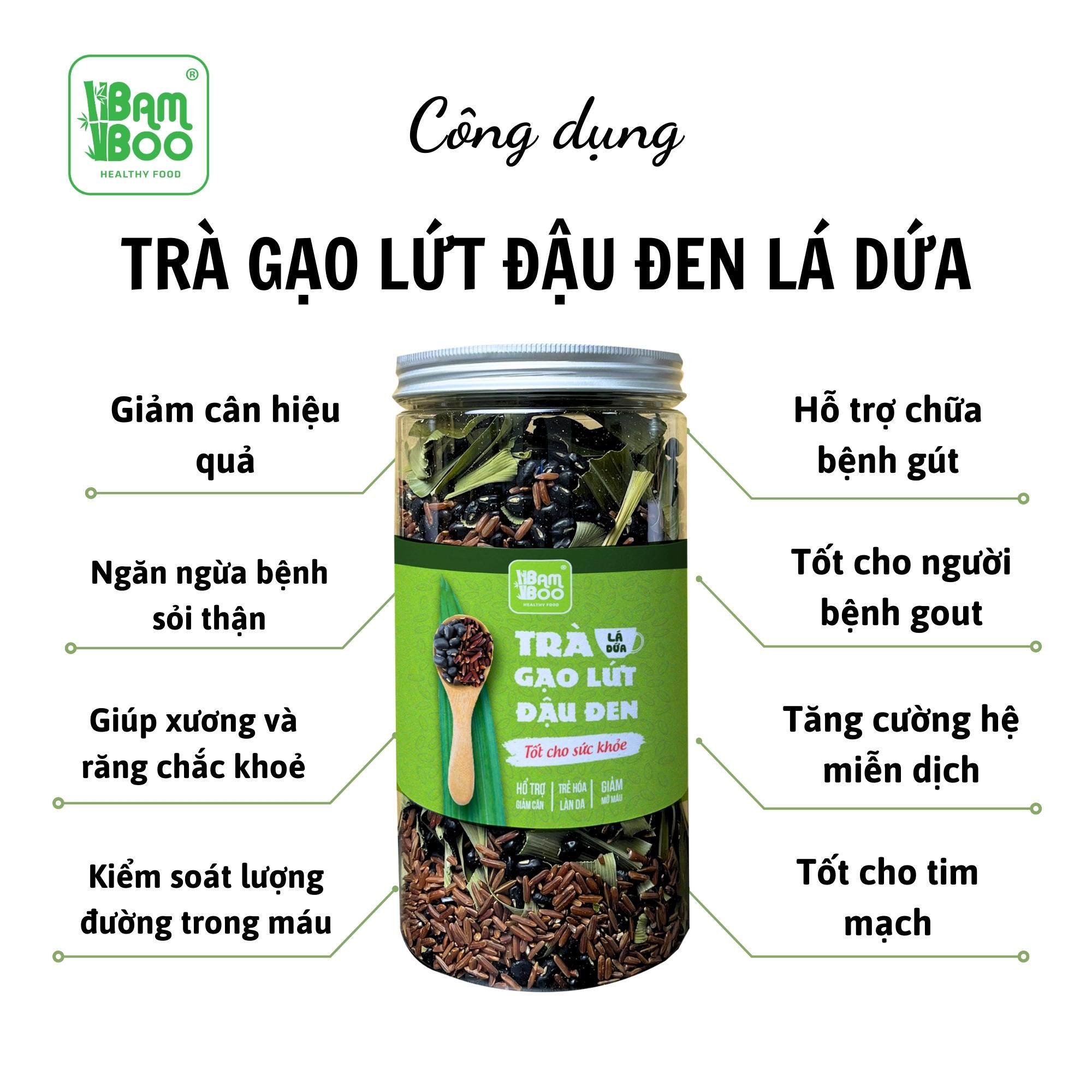 Trà gạo lứt đậu đen lá dứa hoa nhài Bamboo - Hỗ trợ giảm cân, thanh lọc cơ thể