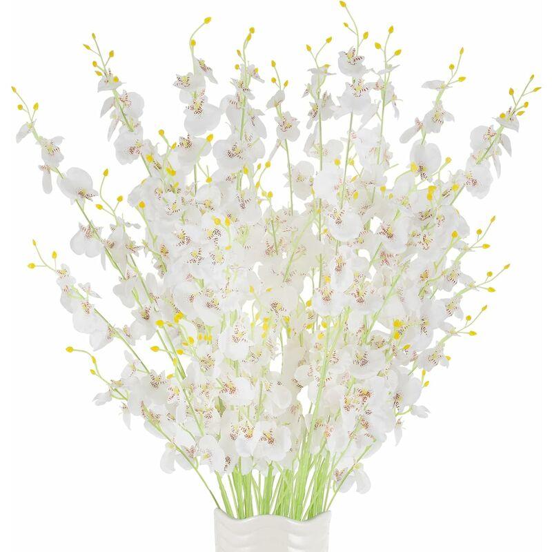 Hoa lan nhân tạo 10, mỗi 39 hoa lan lụa hoa giả giả cho phụ nữ trang trí nhà ngoài trời bên trong không có bình hoa. (trắng)