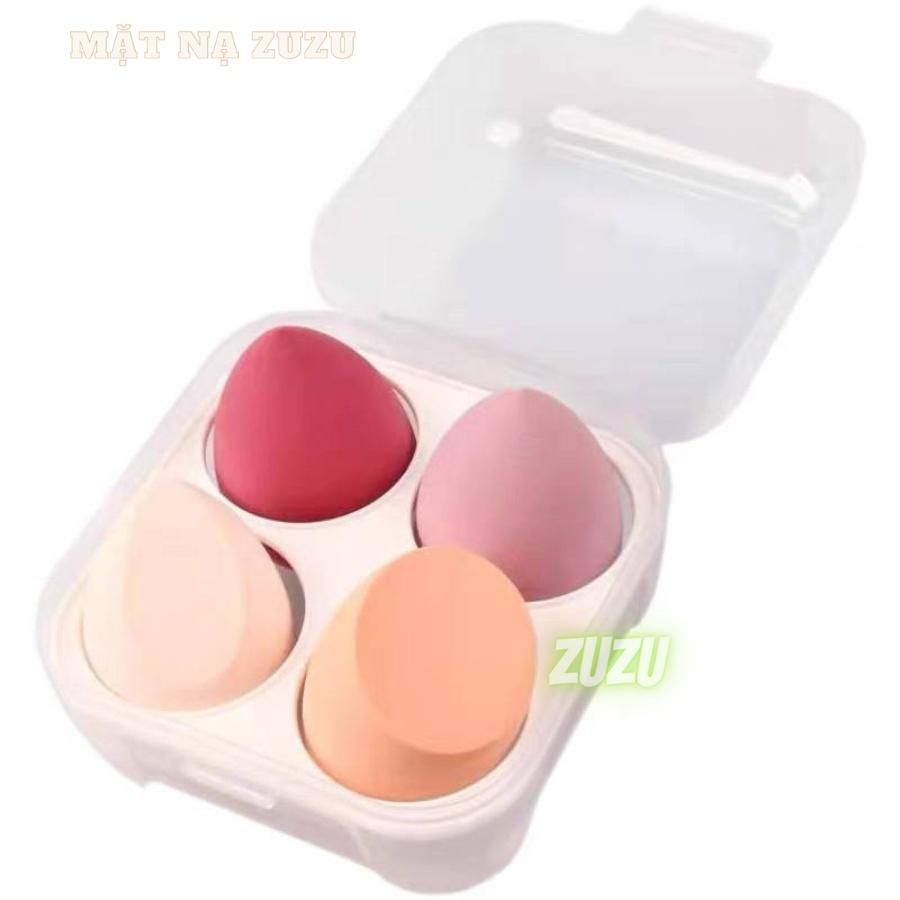 Hộp gồm 4 mút tán kem nền mút trang điểm mềm mại hình giọt nước siêu tiện dụng Zu Cosmetics