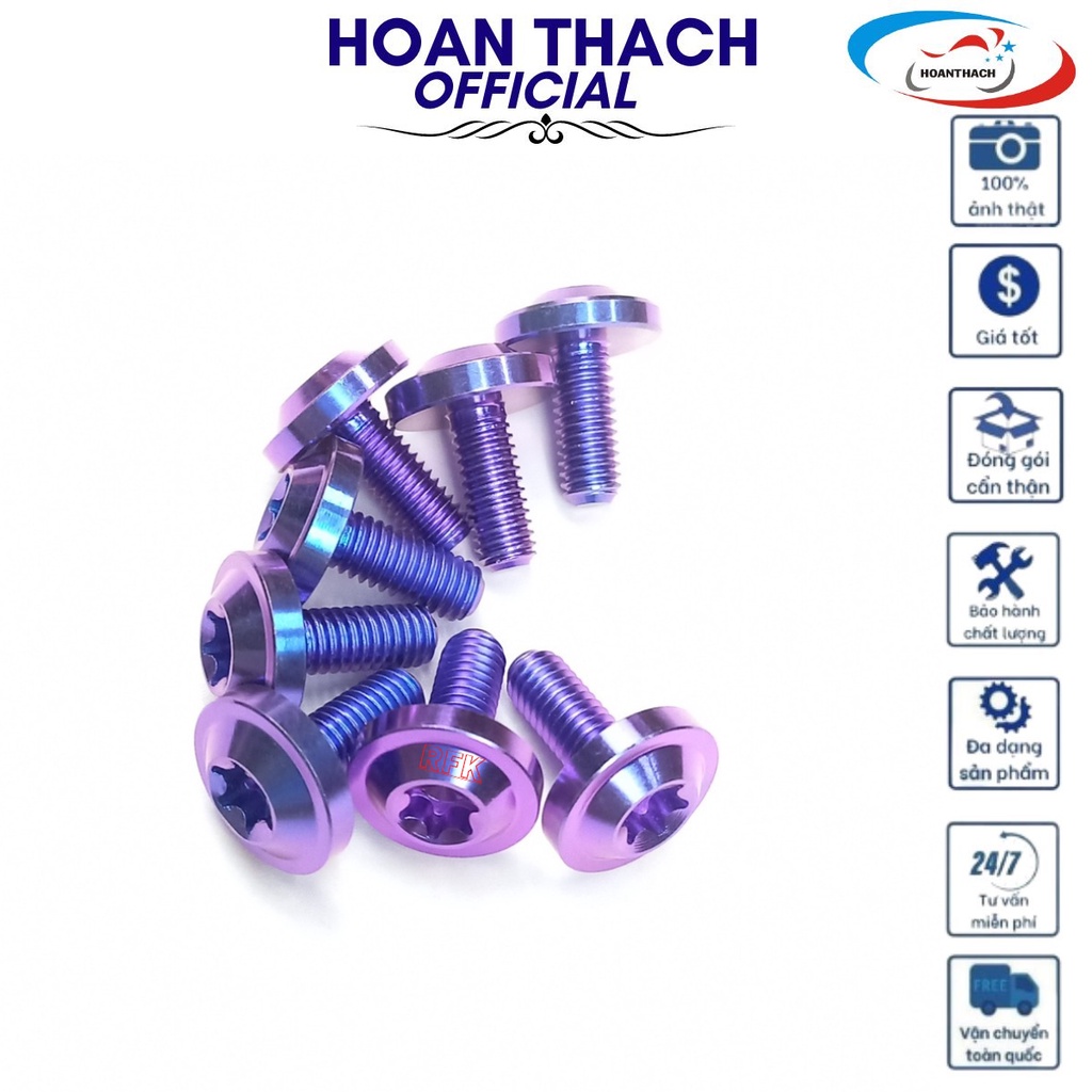 Ốc Gr5 Titan Dù 6L15 Tím ốp pô , đít pô cho xe máy Vario HOANTHACH SP010598 (giá 1 con)