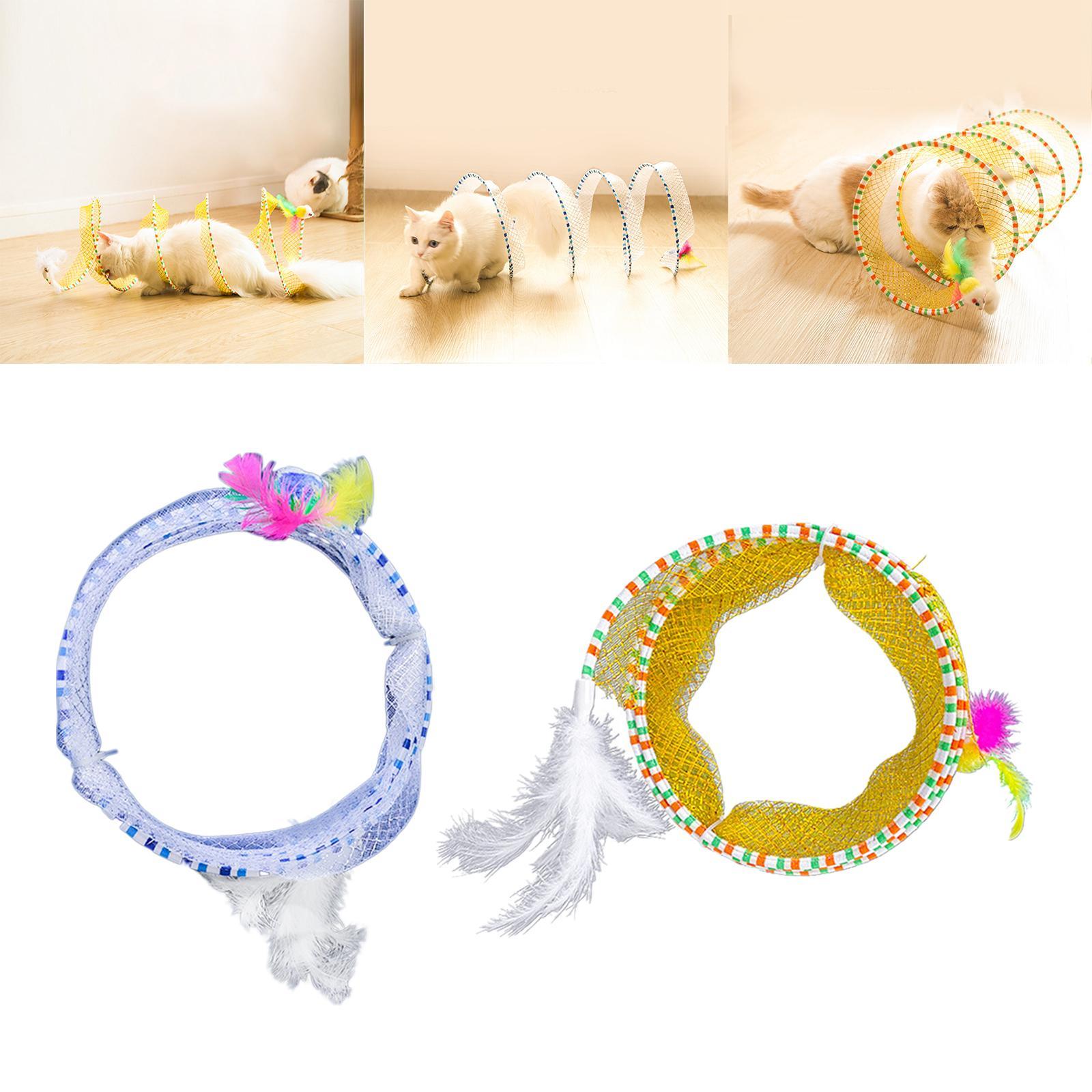 Cat Tunnel Folding Lightweight Elastic Mesh S Tunnel Spring Toy Tunnel Tube Cats Collapsible Tunnel Cats for Accessories Play Home
