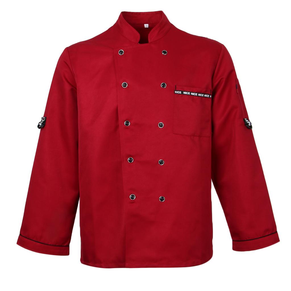 Men's Women's Chef Uniform Coat Cooker Jacket Long Sleeve Workwear Outfits