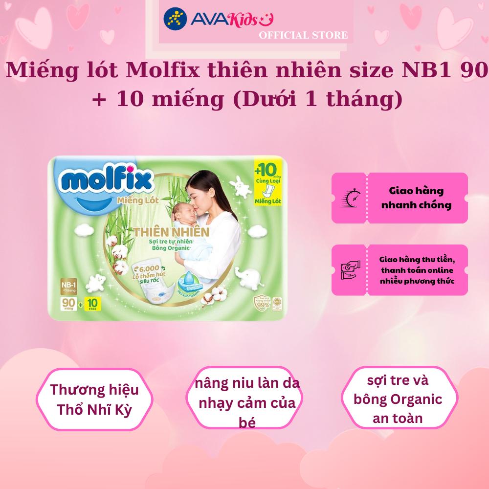 Miếng lót Molfix thiên nhiên size NB1 90 + 10 miếng (Dưới 1 tháng)