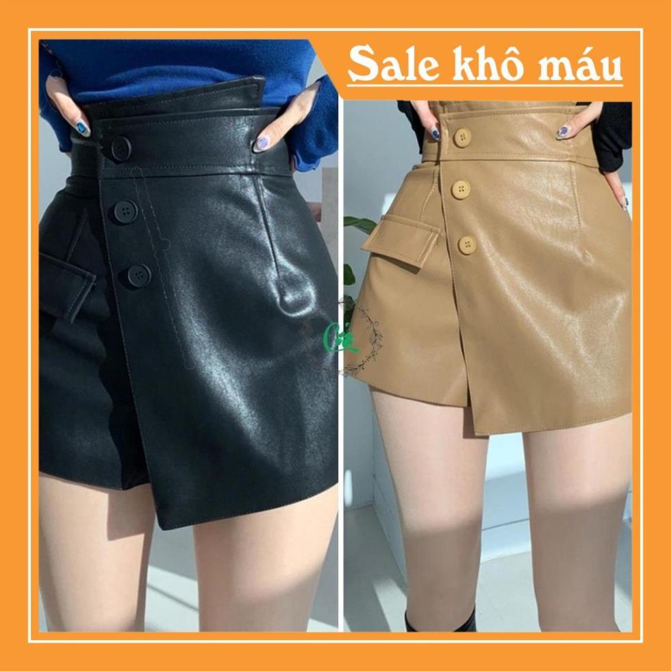 QUẦN VÁY DA MÀU ĐEN NÂU HOT HIT HIỆN ĐẠI QUẦN DA 3 KHUYA