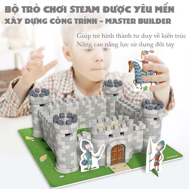 MIDEER STEAM Bộ đồ chơi xếp hình bằng gạch Xây dựng có 5 cấp độ MASTER BUILDER - trò chơi STEAM cho bé từ 6 7 8 tuổi