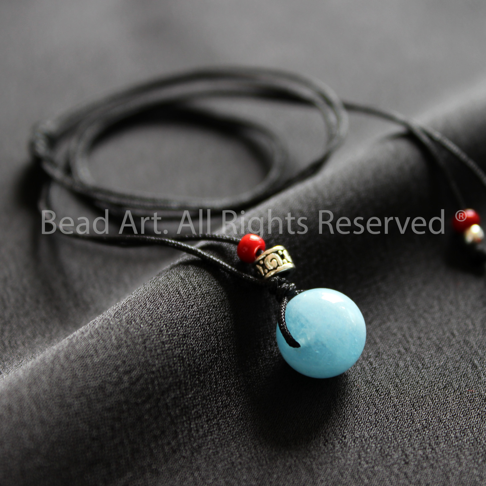 Vòng Cổ 10MM Đá Aquamarine Tự Nhiên Màu Xanh Biển Bạc 925, Dây Chuyền, Trang Sức Phong Thuỷ, Chuỗi Hạt, Mệnh Thuỷ, Mộc - Bead Art