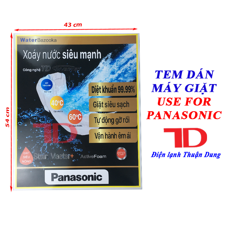 Tem dán dùng cho máy giặt Panasonic