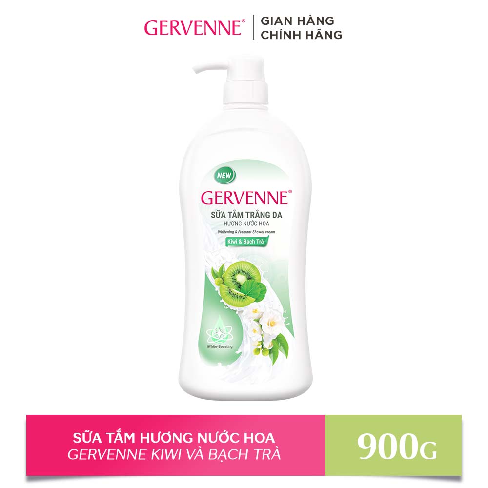 Sữa tắm trắng da hương nước hoa Gervenne Kiwi và Bạch Trà (900g/chai)