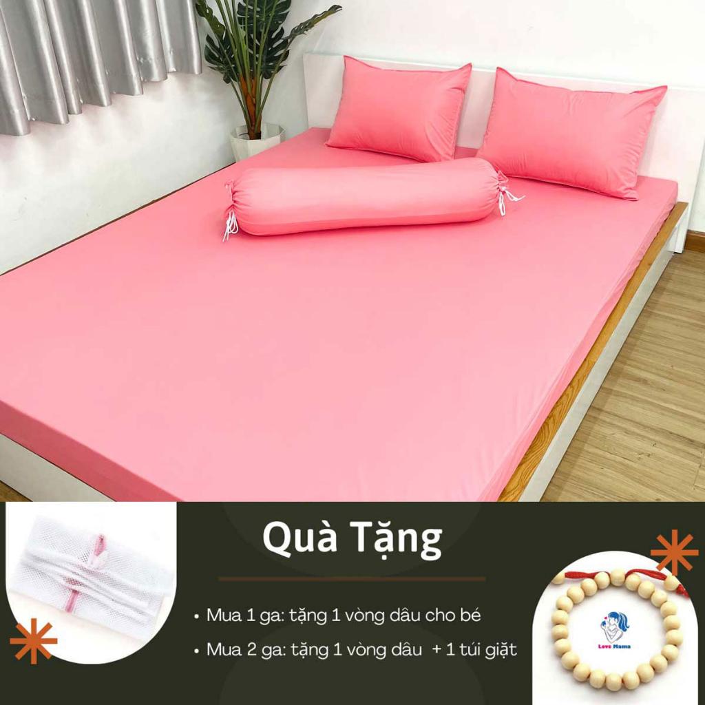 Ga chống thấm Cotton cao cấp trơn một màu hồng cánh sen mềm mại thoáng mát