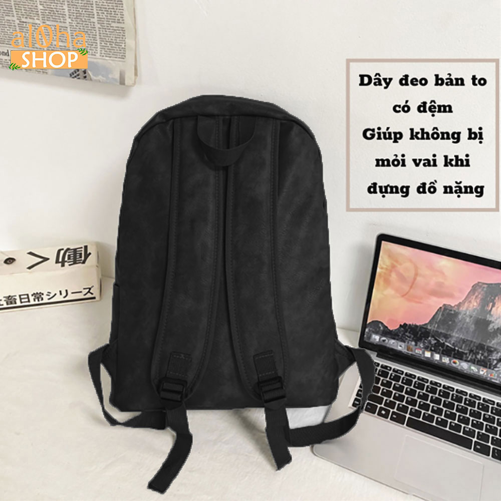 Cặp sách Basic B0207 Da PU - Balo da chống nước đi học, đi làm, du lịch Unisex nam nữ - al0ha Shop