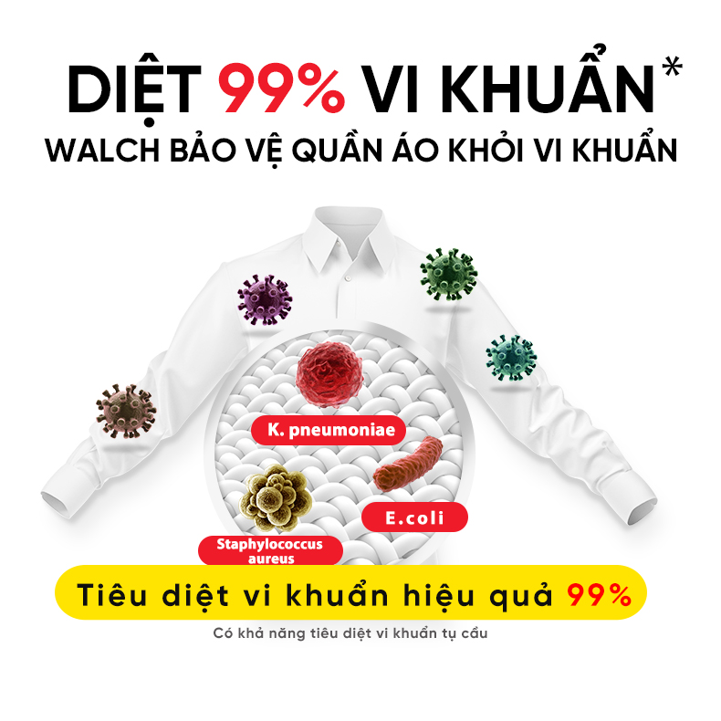 Nước giặt Walch đậm đặc siêu tiết kiệm, kháng khuẩn, khử mùi, tiêu diệt mạt bụi 99%, thích hợp cửa trên và cửa trước