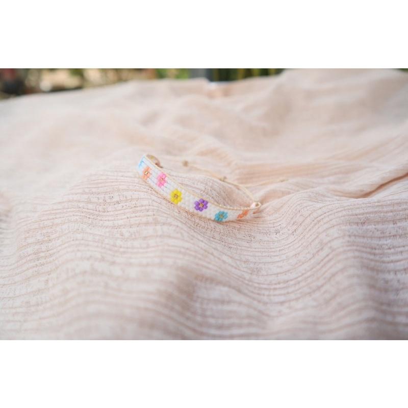 N17 Vòng tay handmade đan hạt cườm miyuki cao cấp kết hợp với Ngọc thật màu Hồng tím xinh xắn
