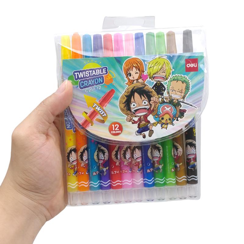 Vỉ 12 Bút Sáp Vặn Dài One Piece - Deli EC217-12