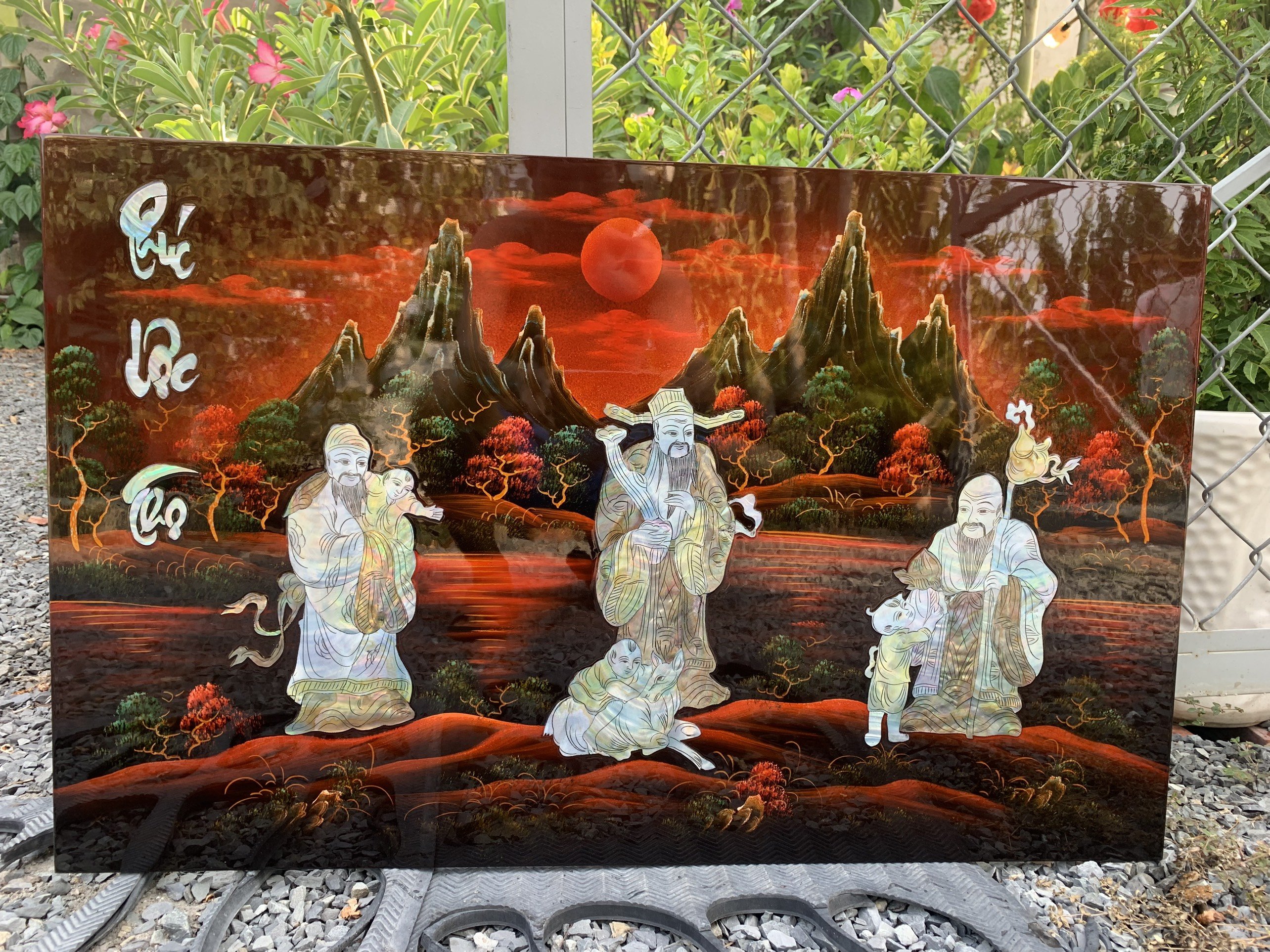 { SIÊU SALE } Tranh Sơn Mài - PHÚC LỘC THỌ | Khảm Cừ Cao Cấp | Size 50x80 cm