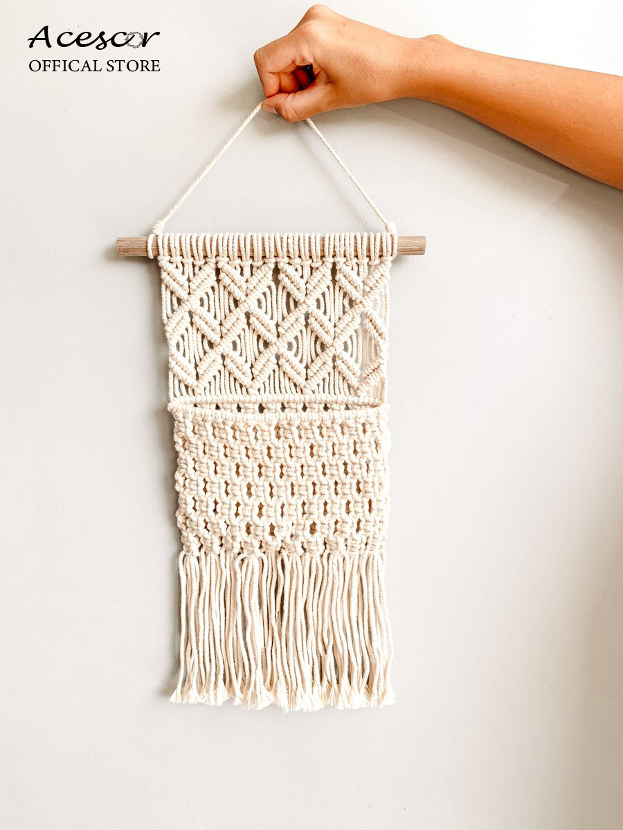 Túi Macrame treo tường tiện lợi GM01- Đựng đồ tiện dụng, lưu trữ đa năng, trang trí phòng khách, phòng ngủ, quà tặng sinh nhật, tân gia ( Trang trí nhà cửa)