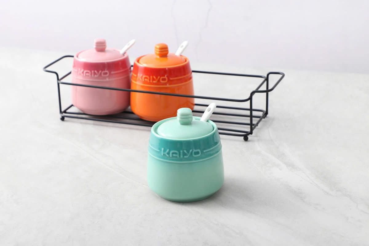 Set 3 hũ gia vị Rainbowl cao cấp - chính hãng Kaiyo hàng chính hãng