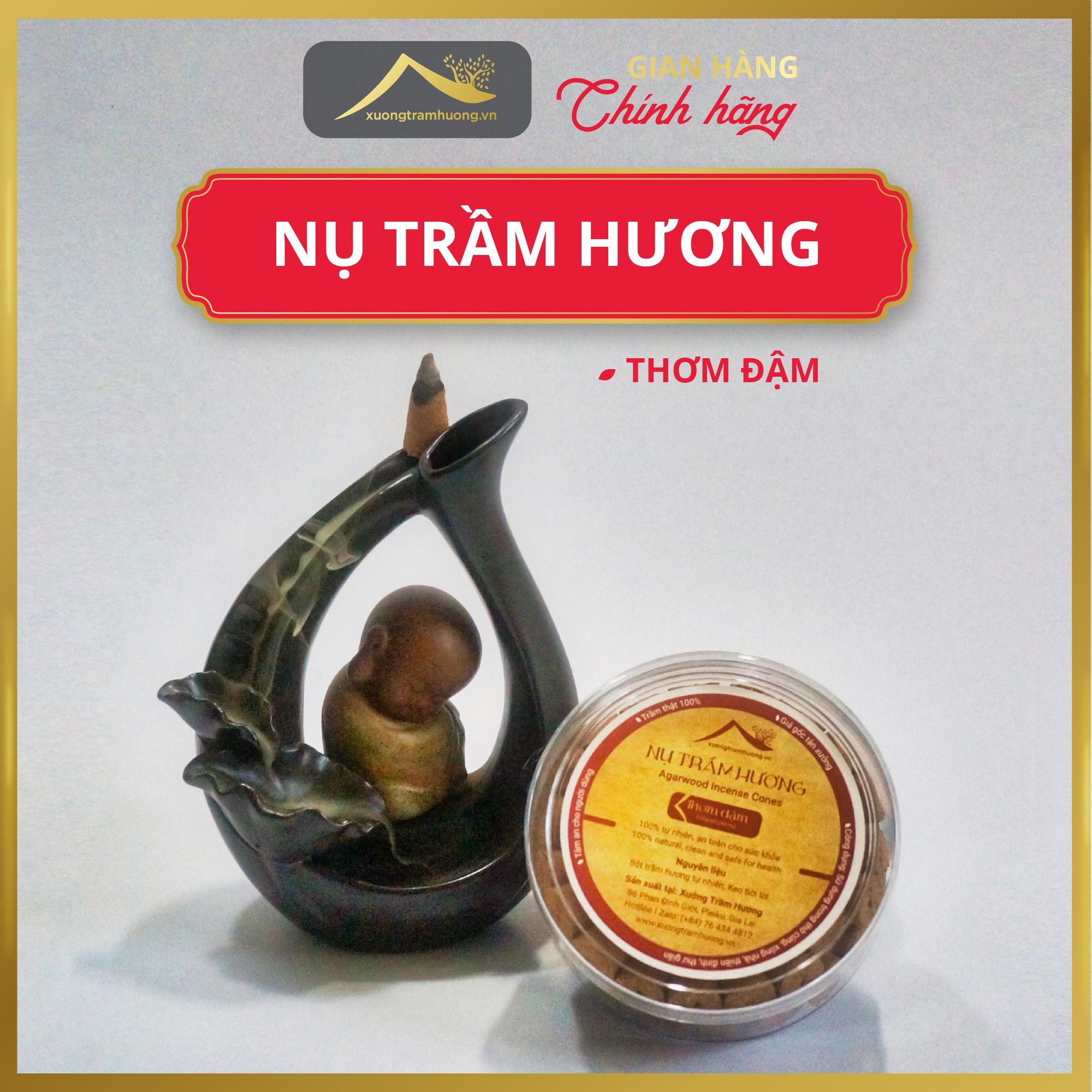 Nụ Trầm Hương Khói Ngược Sạch Xưởng Trầm Hương Thơm Đậm An Toàn Sức Khoẻ Hộp 40 viên