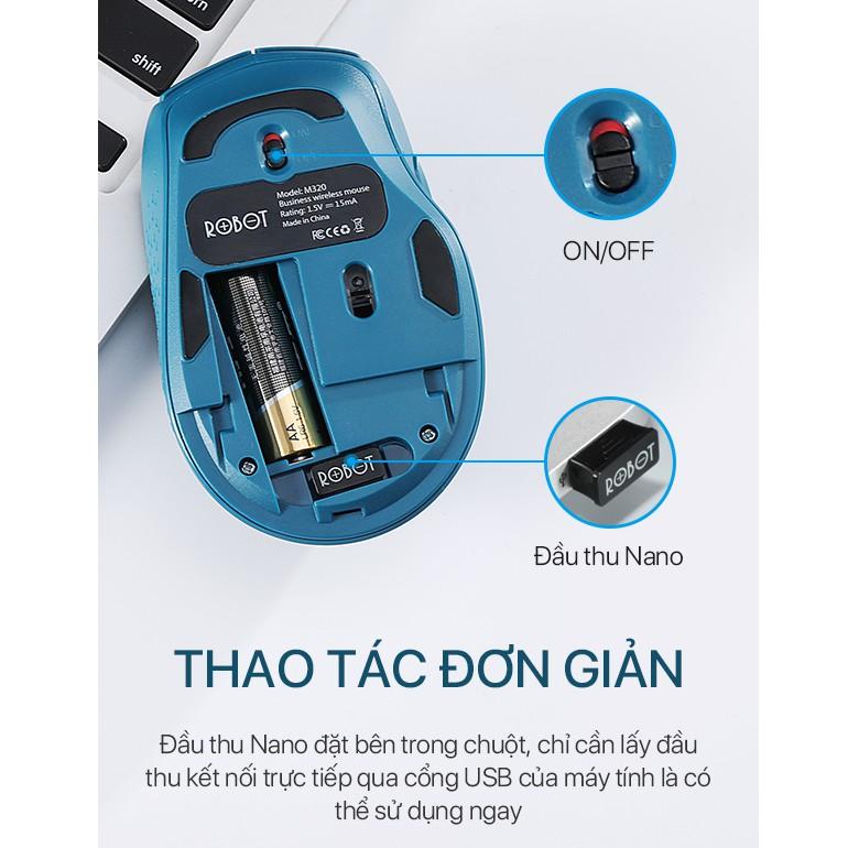 Chuột Máy Tính Không Dây ROBOT 2.4G Tĩnh Âm Cực Nhạy, Có Kèm Pin - Hàng Chính Hãng