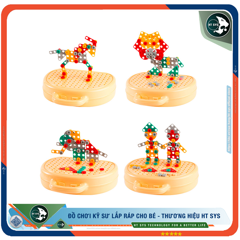 Đồ Chơi Trẻ Em HT SYS - Bộ Đồ Chơi Lắp Ghép Kỹ Sư Bằng Ốc Nhựa Tặng Kèm Khoan - Đồ Chơi Trẻ Em Thông Minh HT SYS - Giúp Tư Duy, Sáng Tạo, Giáo Dục Cho Bé - Hàng Chính Hãng