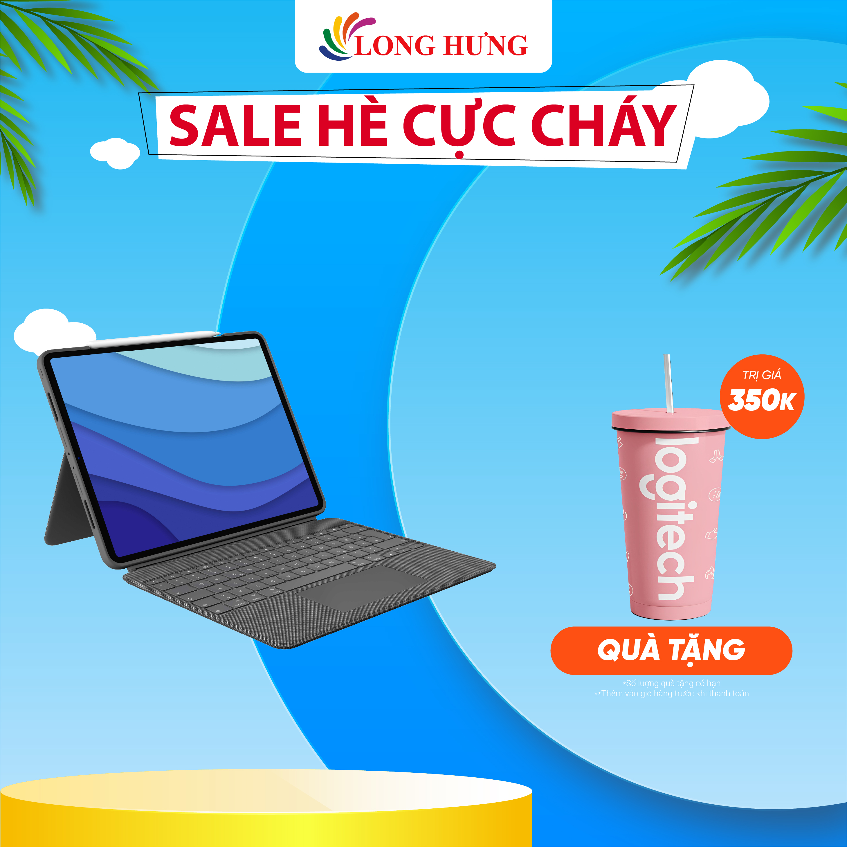 Bao da kèm bàn phím và bàn di chuột Logitech Combo Touch for iP Air 4th - Hàng chính hãng