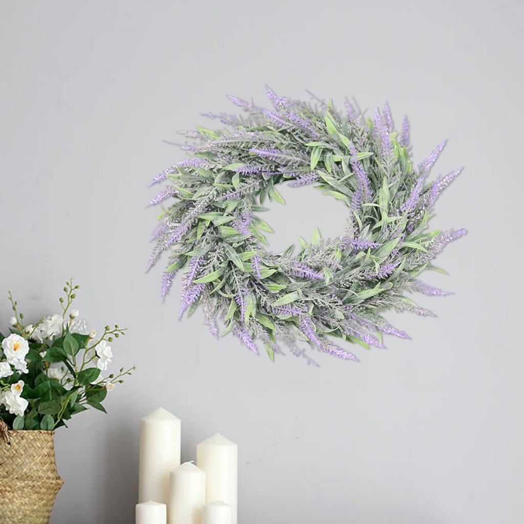 Artificial Front Door Simulation Lavender Flower Wreath Garland Green