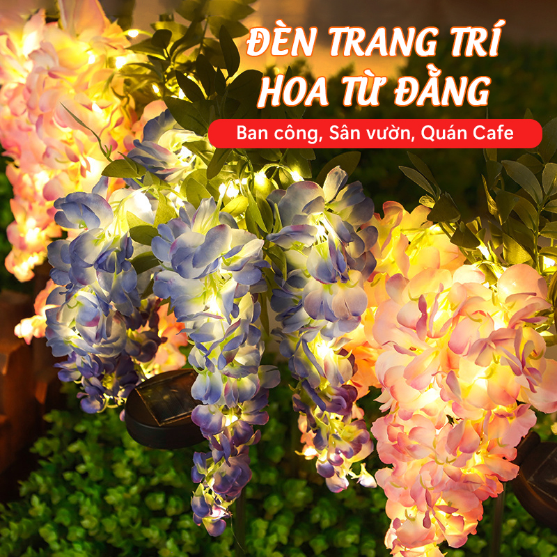 Đèn Trang Trí Năng Lượng Mặt Trời Hoa Tử Đằng Màu Tím - Trắng Hồng, Chống Nước, Sử Dụng 10 Năm - DA3038