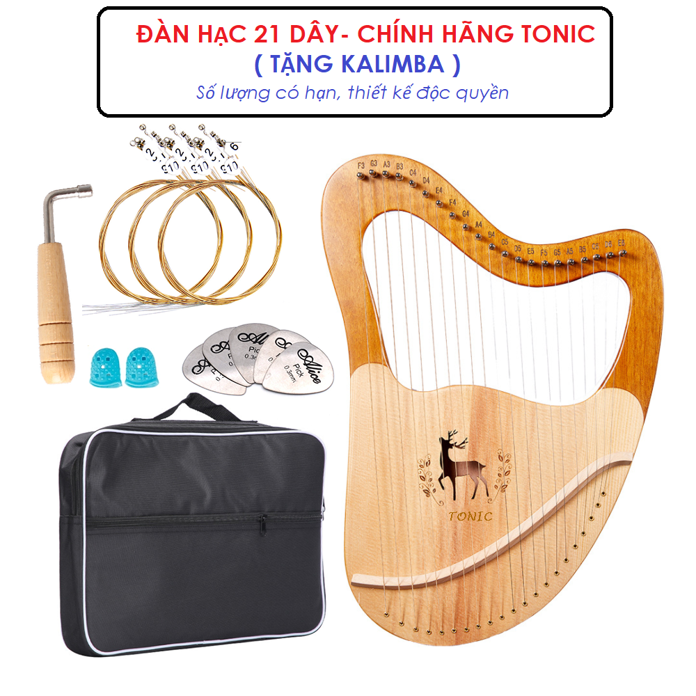 Đàn Lyre 21 dây đàn hạc Lyre Harp TONIC-M21LY Stings Đầy đủ phụ kiện LOẠI 21 DÂY tặng đàn kalimba 17 phím gỗ nguyên khối Mahagony PJLIM72