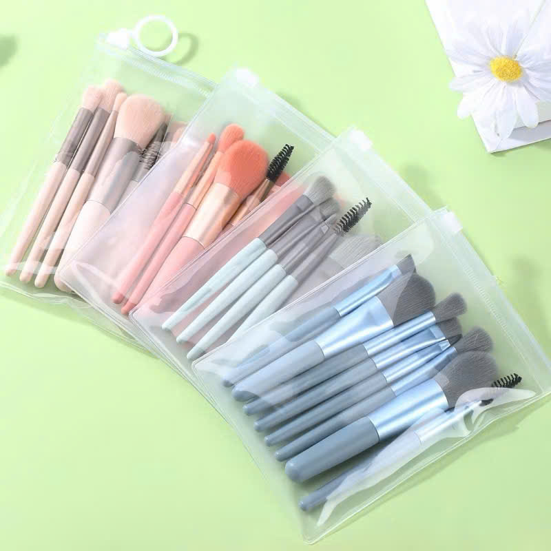 Bộ Cọ Trang Điểm 8 Cây Tặng Kèm Túi Zip Vintage Cao Cấp - HÀNG CHÍNH HÃNG MINIIN