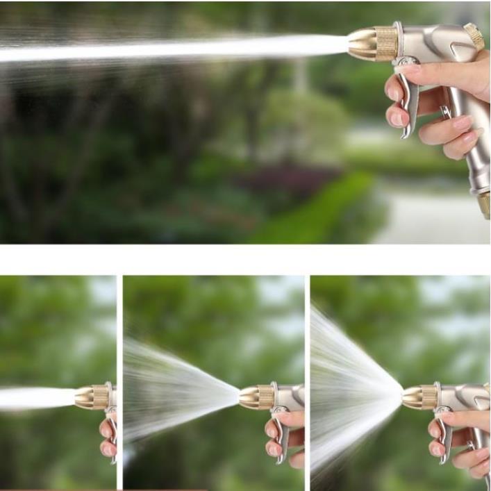 ️ Bộ dây vòi xịt nước rửa xe, tưới cây . tăng áp 3 lần, loại 20m 206701 đầu đồng,cút+ tặng mở chai