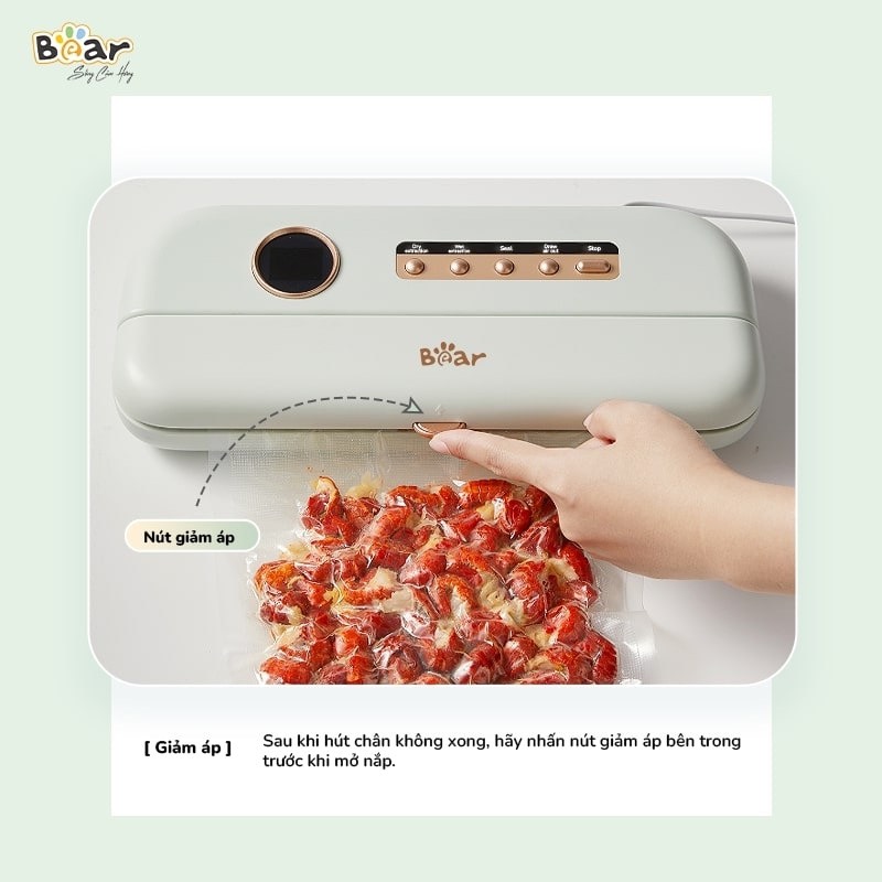 Máy hút chân không &amp; Hàn miệng túi Bear FKJ-C01U1 Hàng chính Hãng