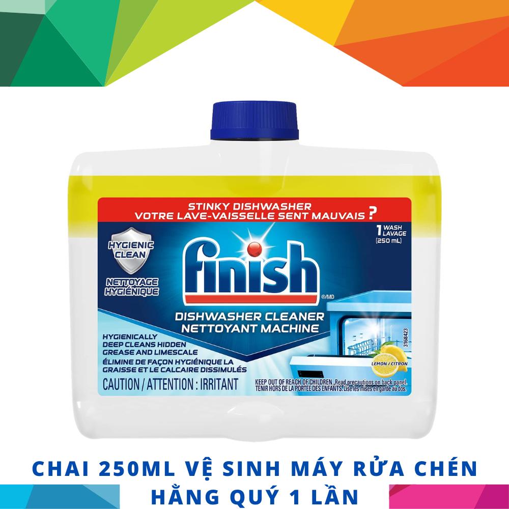 Chai dung dịch vệ sinh chén bát Finish trong máy rửa bát gia đình 250ml .