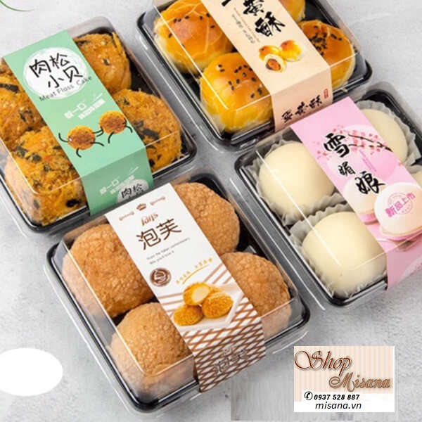 Hộp nhựa trung thu 4 bánh FG134, đựng bánh mochi KT: 12x12x5