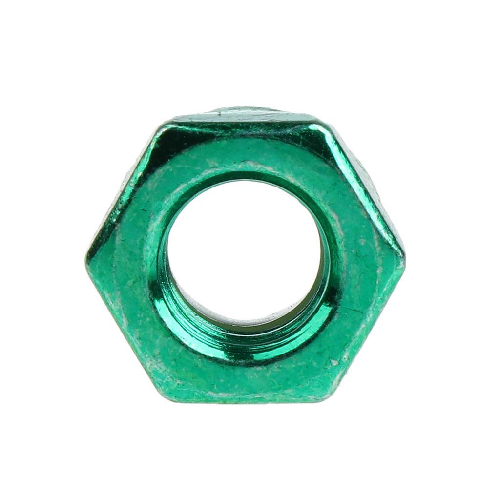 16pcs Skateboard Wheel Axle Nuts for Longboard Trucks, Carbon Steel, Green&Blue Color