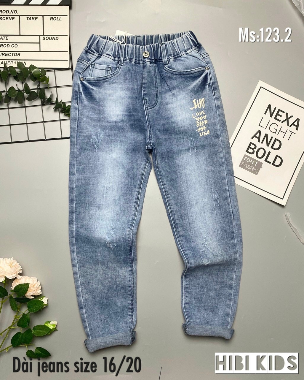 Quần jeans dài phong cách cho bé trai phối đồ đi chơi đi tiệc đẹp size 25-40kg hàng co giãn thoải mái