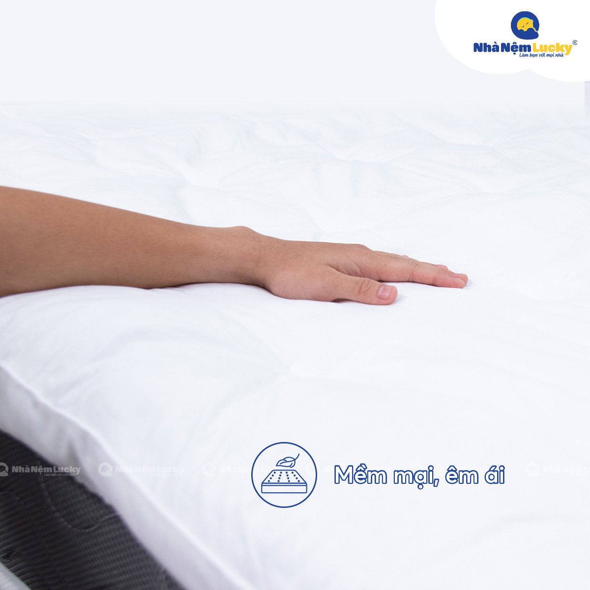 Nệm Topper Edena Deluxe - Topper MicroFiber - Tấm lót làm mềm, bảo vệ nệm - Dày 5cm - 6 Kích Thước