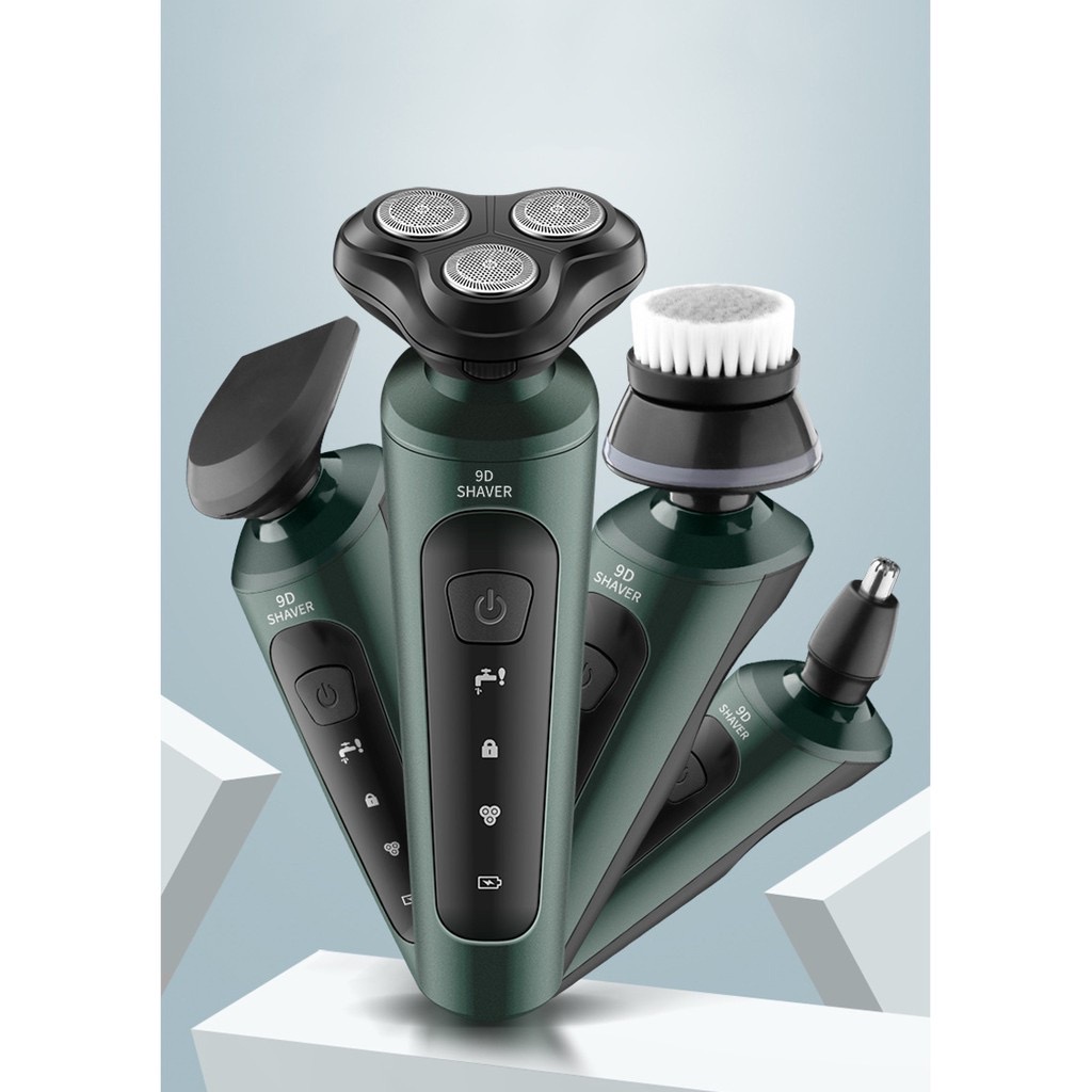 Máy cạo râu 9D Shaver 4in1 đa chức năng, cạo râu, tỉa lông, Massage rửa mặt cao cấp lưỡi mini siêu bền
