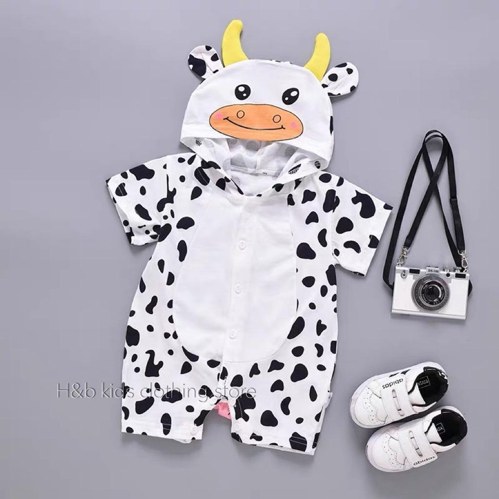 Bodysuit cho bé sơ sinh mẫu hoạt hình đáng yêu size 3-10kg chất thun cotton 4 chiều mềm mịn thoáng mát