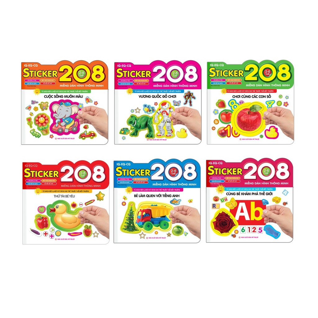 Sách Combo Sticker 208 miếng dán hình thông minh - IQ-EQ-CQ trọn bộ 6 cuốn