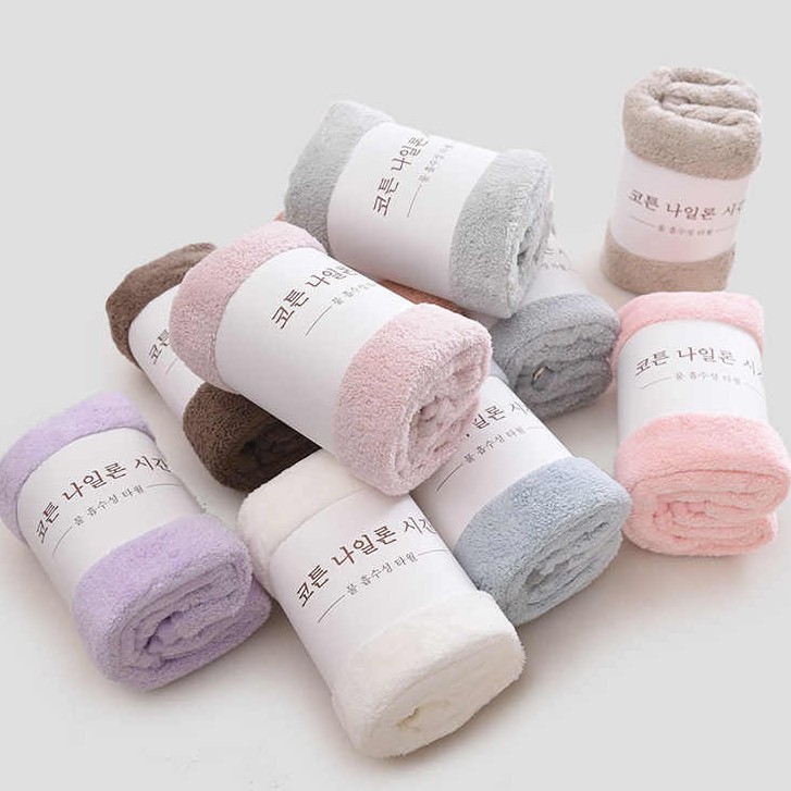Combo 4 Khăn Lau Đầu Lông Cừu Hàn Quốc Siêu Thấm Hút Cực Mịn - 50x70 cm - Trơn