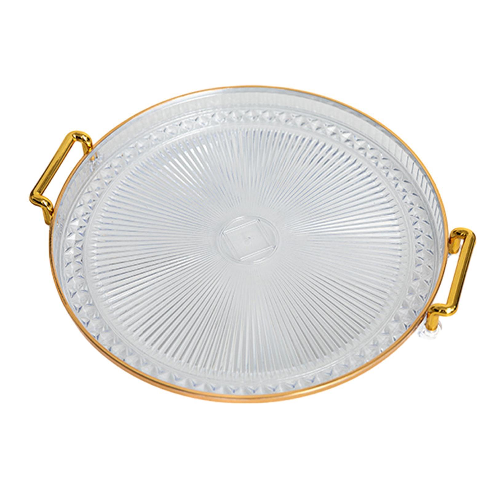 Round Serving Tray Eating Storing Vanity Platter Breakfast Tray with Handles