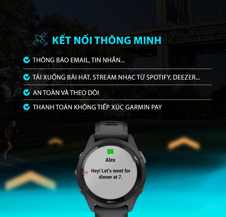 Đồng hồ Garmin Forerunner 265S_Mới, hàng chính hãng - Black Bezel and Case with Black/Amp Yellow Silicone Band