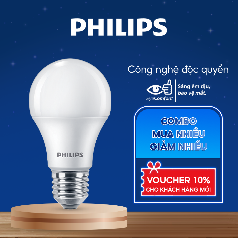 Bóng Philips Ledbulb 8.5-60W E27 A60 FR DIM - Màu ánh sáng ( vàng 2700K)