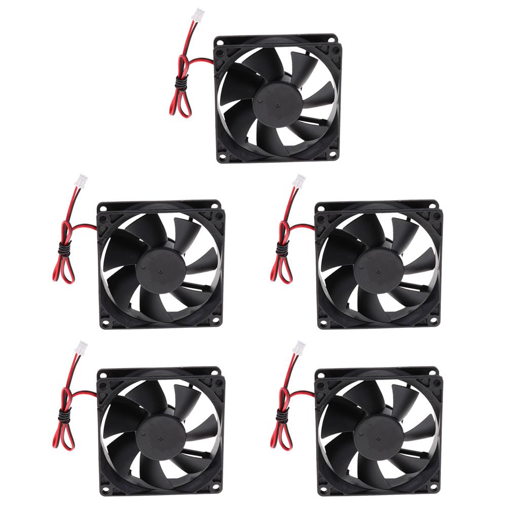 8025 80*80*25mm Cooling Fan Black for PC Case CPU Cooler Set of 5