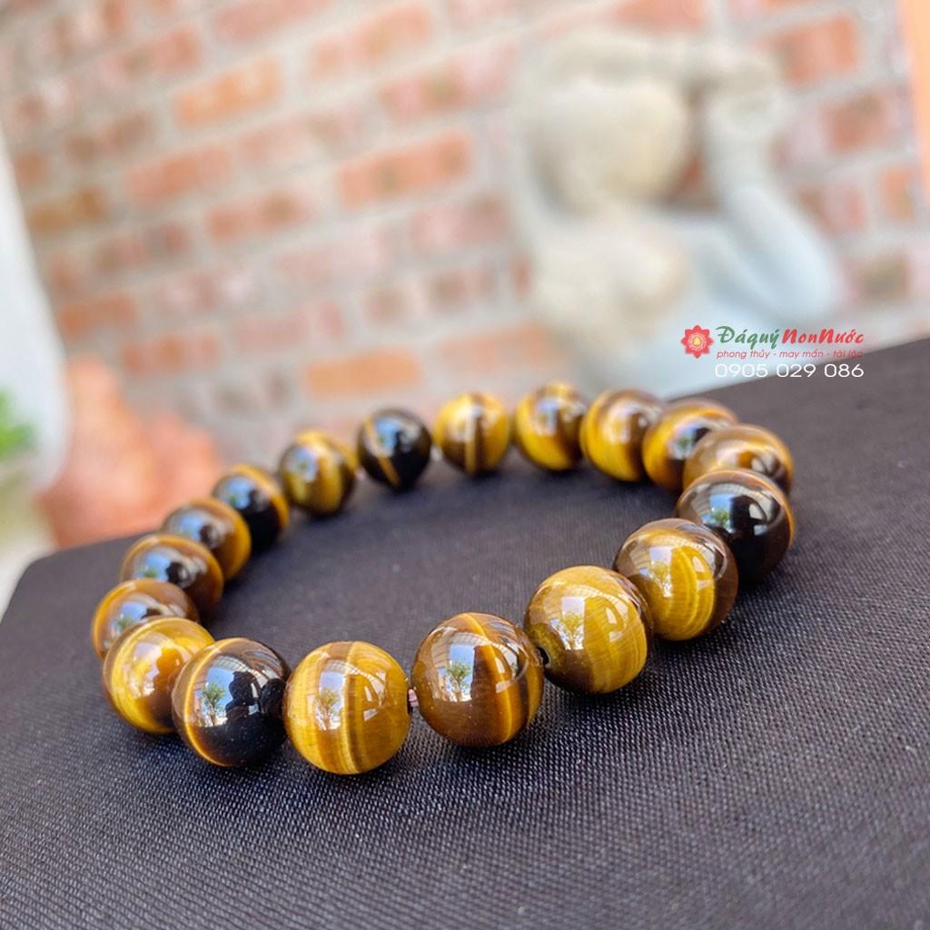 Vòng tay Nam đá mắt hổ kích thước hạt tròn 10 ly