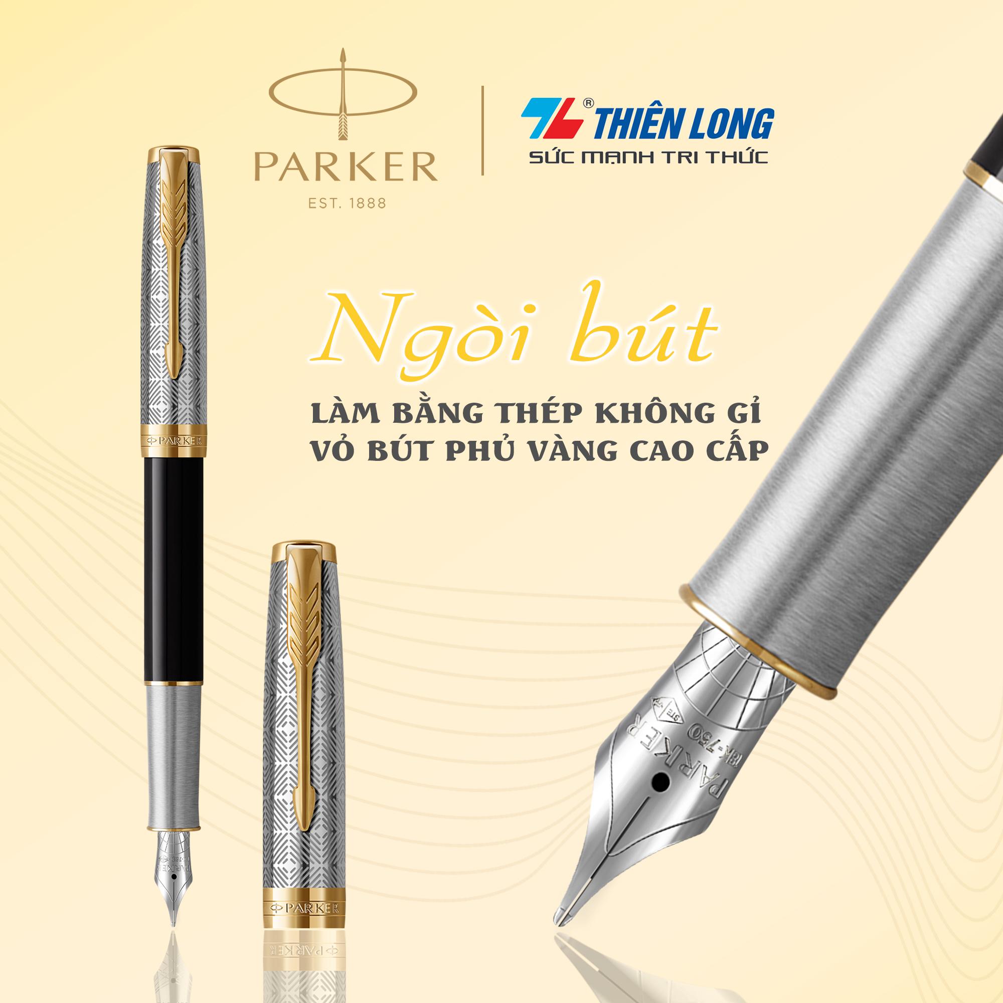 Bút máy cao cấp Parker Sonnet Metal - Mạ vàng 18k