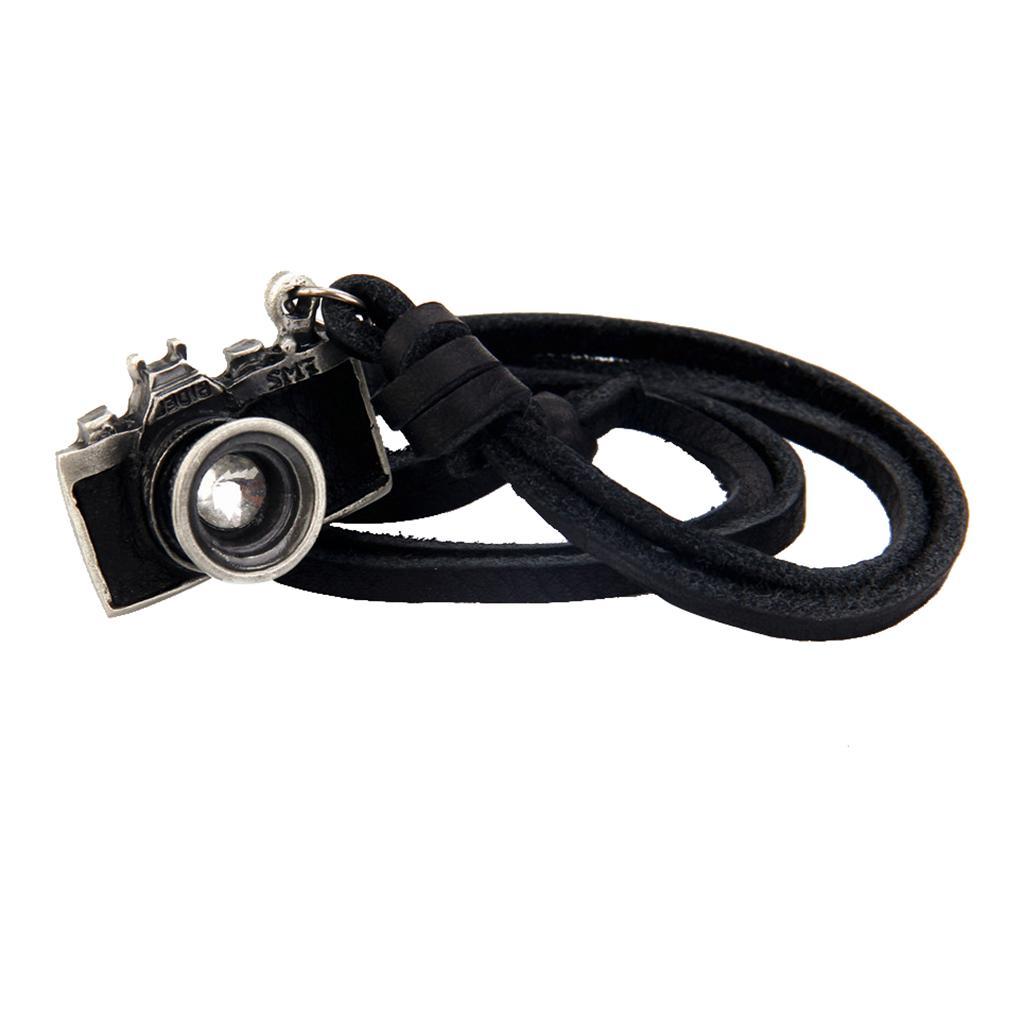 2X Vintage Photography Camera Pendant Leather Necklace Charms Jewelry Black