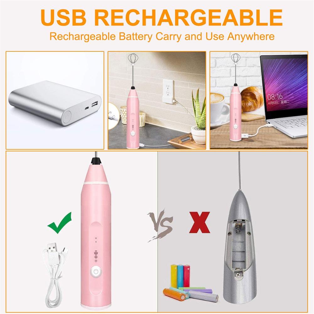 Điện Máy Trộn Máy Xay Sinh Tố 3 Tốc Độ Bọt Sữa Cầm Tay USB Hỗn Hợp Trứng Máy Trộn Bong Bóng Máy Làm Đánh Cho Cà Phê Cappuccino