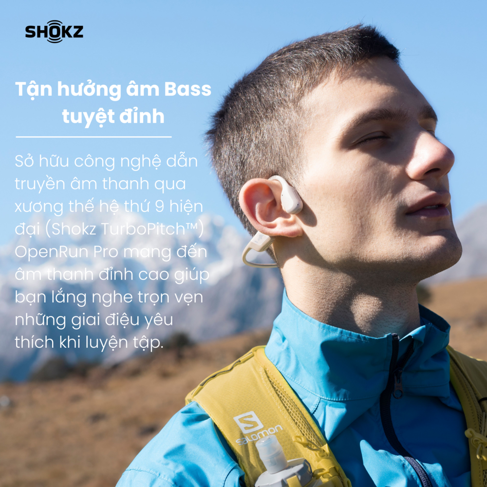 Tai Nghe Bluetooth Thể Thao Truyền Âm Thanh Qua Xương SHOKZ OPENRUN PRO S810 Màu Be - Hàng chính hãng