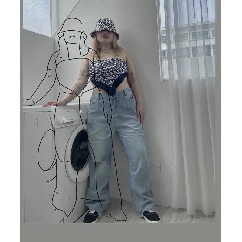 JEAN BIGSIZE LƯNG THUN XANH BỤI