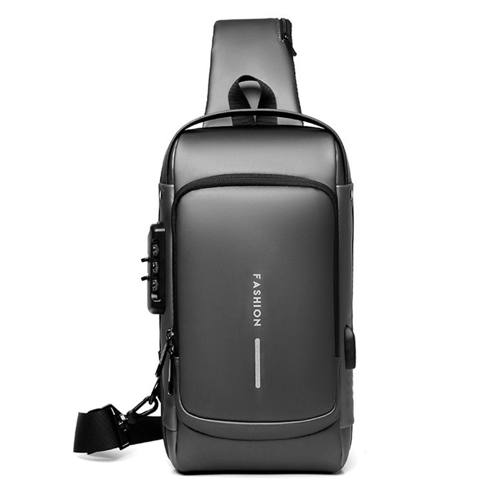 Men Sling Bag Pack with Lock Waterproof Anti-theft Chest Bag with USB Charging Port Shoulder Bag Crossbody Backpack